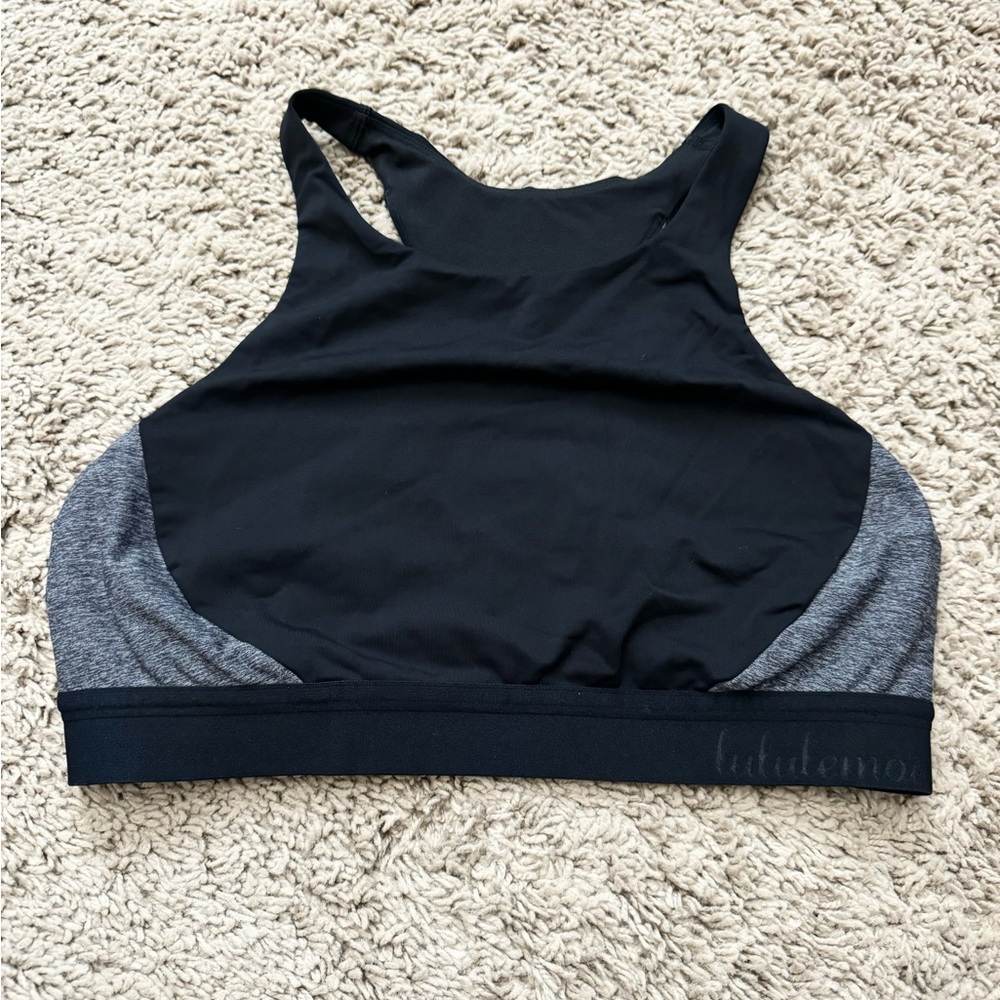 Lululemon Bob & Weave Black Heathered Grey Racerback Sports Bra